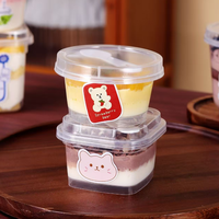 Gobelet en plastique jetable de 120 ml de qualité alimentaire avec logo personnalisé, couvercles et cuillères, pour desserts, mousses, yaourts, puddings, gâteaux, emballages
