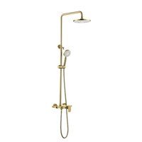Ensemble de robinetterie de douche HONGDEC en laiton brossé doré non revêtu, kit de douche mural, ensemble de douche à poignée unique pour salle de bain