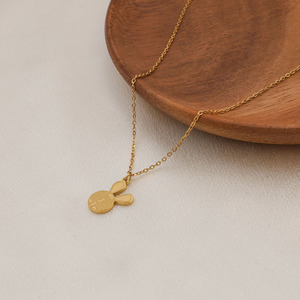 Rabbit Shaped Engraved Pendant Necklace Gold Women's Everyday Wear Geometric Cartoon Design Clavicle Chain - Product Image 2