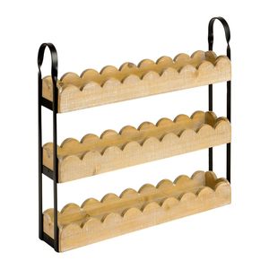 Wooden Storage Rack 3 Tier With Metal Handles For Kitchen <b>Spice</b> <b>Jar</b> Organizer Solid Wood Shelf For Miscellaneous Items - Product Image 3