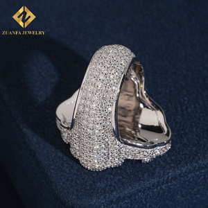 แหวนเพชรทรงกลมและทรงบาแกตต์ประดับเพชรแบบ Iced Out ของ ZUANFA JEWELRY แหวนฮิปฮอปสำหรับผู้ชาย - Product Image 2