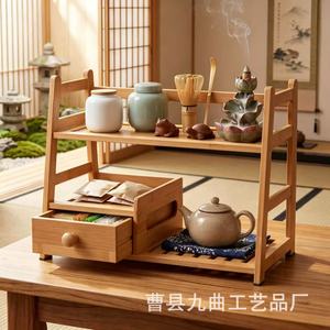 Organizador de Matcha de Bambú de 2 Niveles con Cajón para Almacenamiento de Té, Uso en la Cocina - Product Image 2