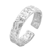 Bagues en argent réglables irrégulières simples concaves-convexes ouvertes bague en argent sterling 925 homme