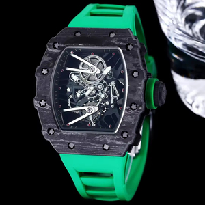 Montre-bracelet mécanique automatique squelette pour homme, boîtier barillet en fibre de carbone, modèle 35-01, tendance, vente chaude 2026, OEM - Product Image 2