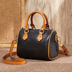 Handmade Vegetable Tanned Leather Boston <b>Bag</b> Women's Crossbody Large Capacity Zipper Closure Everyday Use Spring 2025 - Product Image 2