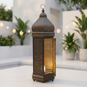 Manufacturers Ramadan Decoration <b>Tall</b> Black Metal Moroccan Candle <b>Lantern</b> for Home & Events - Product Image 2