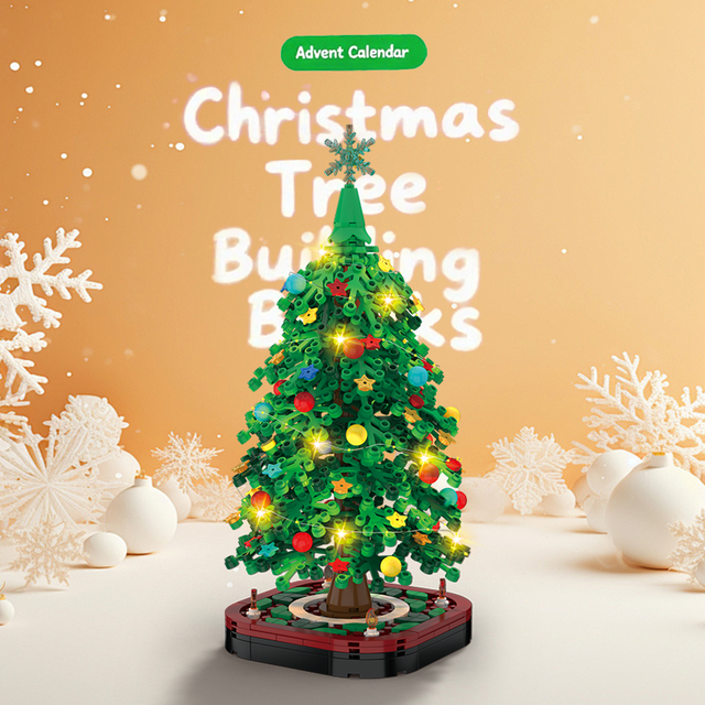 Hot Selling Christmas Tree Diy Gift Building Blocks Sets Xmas Tree Decoration Bricks Set For Party Gifts
