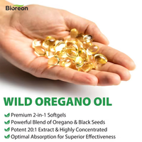 Capsules d'huile d'origan 180/300 Contient de l'huile de nigelle Immunité Antioxydant Non OGM Huile d'origan Capsule molle