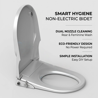 Siège de bidet auto-nettoyant à double buse hygiénique en forme de O, non électrique, pour améliorer votre salle de bain, en plastique PP, installation facile DIY, lavable