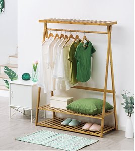 Perchero <span class=keywords><strong>de</strong></span> Bambú Resistente para <span class=keywords><strong>Ropa</strong></span> con Estante Superior y Organizador <span class=keywords><strong>de</strong></span> Almacenamiento <span class=keywords><strong>de</strong></span> <span class=keywords><strong>Ropa</strong></span> y Zapatos <span class=keywords><strong>de</strong></span> 2 Niveles - Product Image 2