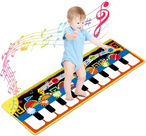 Tappetino per pianoforte musicale 10 tasti tastiera per pianoforte tappetino per giochi coperta musicale portatile altoparlante incorporato e funzione di registrazione per bambini