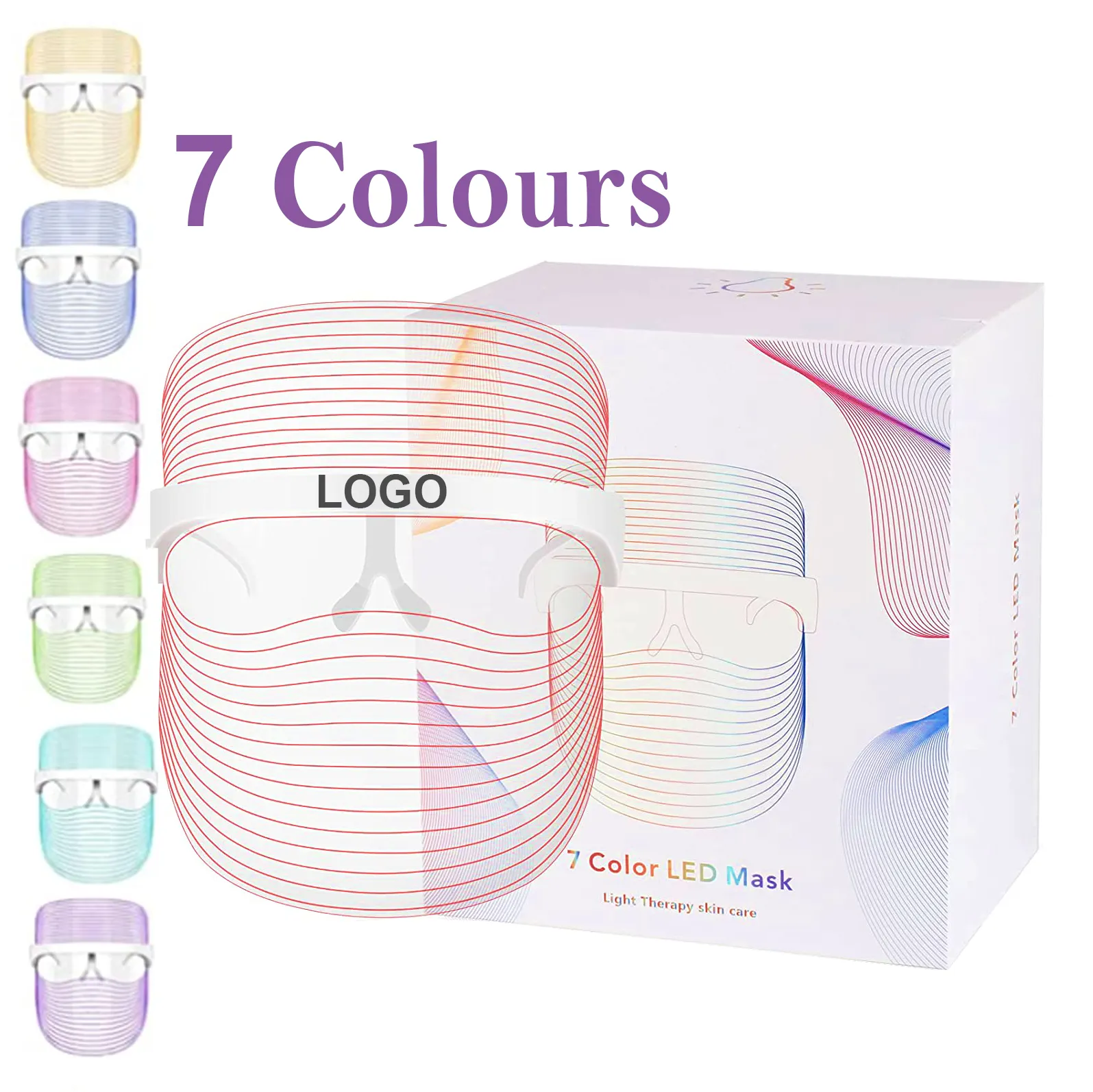 Home Use LED Face mask Light Therapy 7 Color Skin Rejuvenation Therapy LED Photon mask Light Facial Anti Aging Skin Tightening