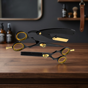 ASAP - Juego de Tijeras de Peluquería Profesionales de Acero Inoxidable Negro Mate para Diestros, Mango Largo, 28 Dientes, Tijeras de Peluquero para Salón - Product Image 3