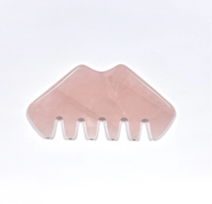 หวีหินกัวซาหกซี่สีชมพูโรสควอตซ์ สำหรับนวดหนังศีรษะ บรรเทาความเครียด - Product Image 4