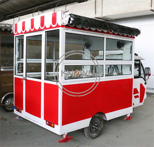 รถขายอาหารเคลื่อนที่แบบสามล้อไฟฟ้า 4 ล้อ ผลิตตามสั่ง (OEM) วัสดุไฟเบอร์กลาสและอะลูมิเนียม สำหรับขายอาหารกลางแจ้ง รถฟู้ดทรัคเคลื่อนที่แบบเร็ว - Product Image 4