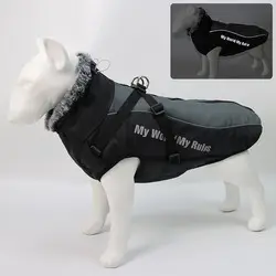 Impermeabile vestiti per cani di grandi dimensioni cappotto invernale per cani con imbracatura collare peloso abbigliamento caldo per animali domestici giacca per cani di grossa taglia Costume Labrador Bulldog