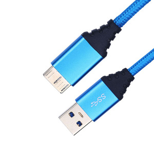 Cable de datos USB 3.0 a Micro USB trenzado azul para conexión de teléfono móvil - Product Image 1