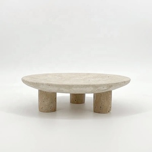 Frutero Redondo de 3 Patas con MOQ Bajo, Bandeja de Mármol Natural para Guardar Dulces, Bandejas Nórdicas de Piedra Travertino para la Entrada, Decoración de Cuenco de Piedra - Product Image 6