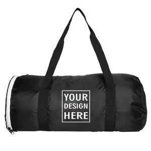 批发定制标志印花涤纶尼龙防水行李大包装运动健身包折叠旅行行李袋