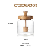 Pot de stockage en verre borosilicate pour miel 400 ml (13,53 oz) avec couvercle en bois, boîte hermétique pour café et thé, organisateur de garde-manger