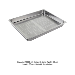 Bandeja perforada de acero inoxidable GN 2/1 para alimentos, 65 × 53 × 6.5 h cm, 2836 g, Inox Macel - Product Image 3