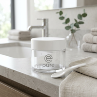 Pot à crème cosmétique transparent en PP, réutilisable, rond, en plastique, avec couvercle à clapet, emballage personnalisé avec logo, 50 ml