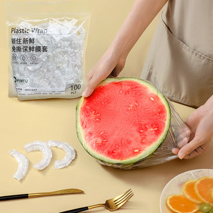 PINTU <b>Plastic</b> <b>Wrap</b> Sleeve 100 Pcs <b>Transparent</b> Round Food Grade For Refrigerator Bowl Cover Home Use - Product Image 1