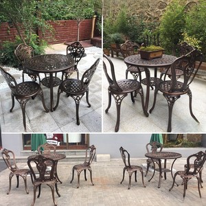 Juego de Mesa y Sillas de Aluminio Fundido para Exteriores, Estilo Europeo, Muebles de Jardín para Villa, Balcón al Aire Libre, Patio - Product Image 4