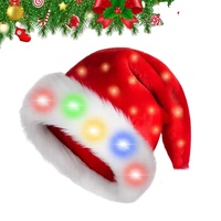 Chapeau de Noël lumineux LED en peluche pour adultes et enfants, décoration de fête de Noël, accessoires de Noël