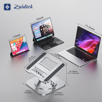 Support pour ordinateur portable avec rotation à 360° °   Support d'ordinateur pliable et réglable avec base rotative, conçu de manière ergonomique