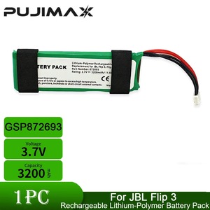 Pujimax แบตเตอรี่ลิเธียมไอออนโพลิเมอร์แบบชาร์จไฟได้สำหรับ <span class=keywords><strong>JBL</strong></span> flip 3 Flip3 3.7V 3200mAh เครื่องเล่น GSP872693ลำโพงบลูทูธแบตเตอรี่ - Product Image 1