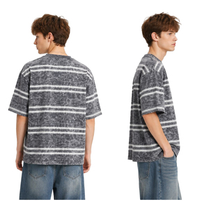 T-shirt Homme Rayé Vintage OEM 260 g/m² Personnalisable Logo Rétro Coupe Boxy Oversize - Product Image 3