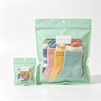 Sac d'emballage en plastique personnalisé à fermeture éclair sur 3 côtés avec fenêtre transparente pour sous-vêtements, chaussettes, gants, vêtements