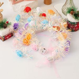 Serre-tête lumineux en forme de couronne, 10 lumières LED dorées avec fleurs, pour la décoration de fête d'anniversaire d'enfants - Product Image 3