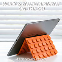 Support de téléphone portable tout-en-un en silicone flexible, support de téléphone portable pliable portable en plastique avec ventouse pour verre et carrelage