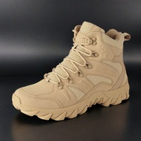 Bottes tactiques pour hommes avec semelle en caoutchouc imperméable et doublure légère en maille pour l'entraînement de randonnée d'été et d'hiver