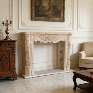 เตาผิงหินอ่อนฝรั่งเศสธรรมชาติ งานฝีมือคุณภาพสูง สไตล์โมเดิร์น สำหรับตกแต่งภายใน - Product Image 1