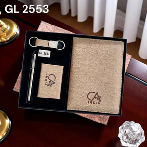 Ensemble cadeau de luxe fait main, design haut de gamme, cadeau promotionnel, carnet en cuir personnalisé, porte-clés en métal, stylo, porte-cartes, sérigraphie - Product Image 1