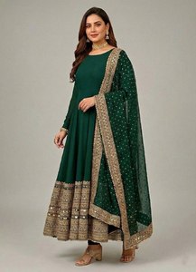 Nouvelle mode indienne et pakistanaise, haut de gamme, dernière collection, soie naturelle, taille cintrée, femmes, manches longues, traditionnel, fête, décontracté - Product Image 2