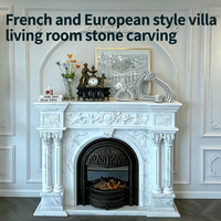 Manteau de cheminée en marbre, cadre de cheminée, manteau de cheminée de luxe en marbre naturel sculpté à la main pour la décoration intérieure de villas et de maisons