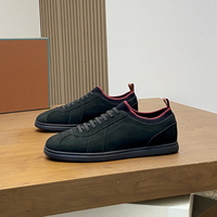 Baskets basses de créateur pour hommes en daim bleu marine, à lacets, avec col en maille, légères, décontractées, pour la marche quotidienne, chaussures de mode de luxe de haute qualité