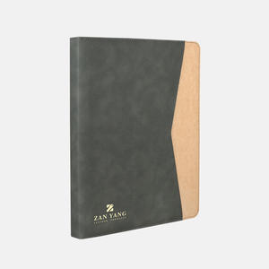 Four-Hole <b>Binder</b> Morandi Green Zipper Handbag Travel Document <b>Leather</b> Organizer Folder - Product Image 3