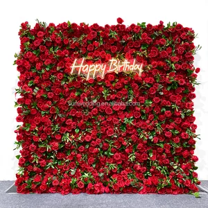 Sunwedding Hot Red Wedding Rose Flower Tường Bảng Điều Chỉnh Cho Đảng Tổ Chức Sự Kiện Sân Khấu Backdrop Trang Trí