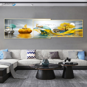 Maison hôtel bureau décoration murale cristal porcelaine poisson avec cadre en alliage d'aluminium peinture sur verre avec crist - Product Image 4
