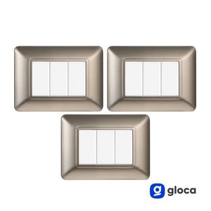 Juego de 3 Placas de Enchufe de Pared de Plástico Gloca 3P con Acabado de Titanio para Uso Residencial - Product Image 2