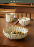 Ensemble de vaisselle en porcelaine glaçure réactive en relief de citrouille Kit d'ustensiles portables de 6 pièces assiette à dîner écologique assiette à salade
