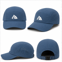Casquette de baseball et de randonnée en nylon à 5 panneaux, découpe laser, aération, transfert thermique, faible MOQ, fourniture ODM, commande en gros pour les acheteurs de matériel de camping, logo personnalisé