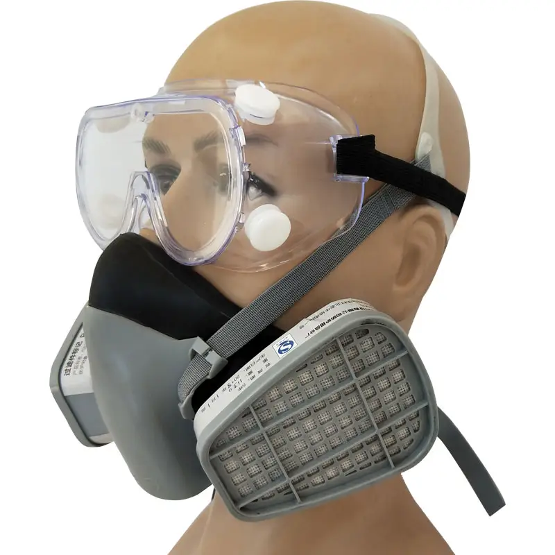फैक्टरी रासायनिक सुरक्षा श्वासयंत्र गैस मास्क आधा चेहरा विरोधी विषैले धूल गैस मास्क