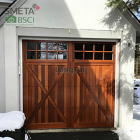 Puerta de Garaje de Madera Sólida de Lujo LONGTAI 2026, Nogal Negro, Arco Superior, Automática, para Villas Premium
