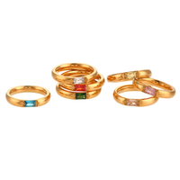 Bague de naissance plaquée or délicate pour femme Anneaux personnalisés mode avec zircon cubique bijoux en acier inoxydable étanche